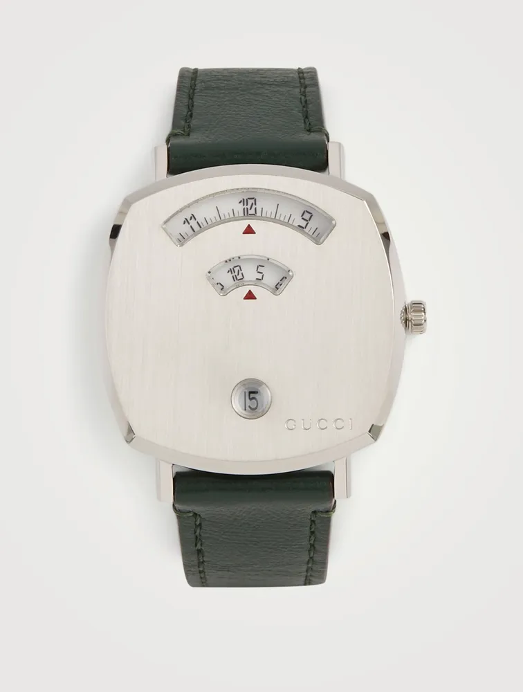 Grip Stainless Steel Leather Strap Watch
