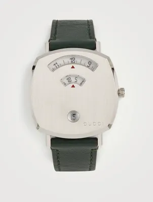Grip Stainless Steel Leather Strap Watch