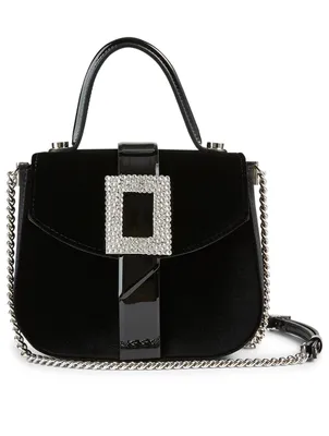 Micro Beau Vivier Strass Buckle Velvet Bag