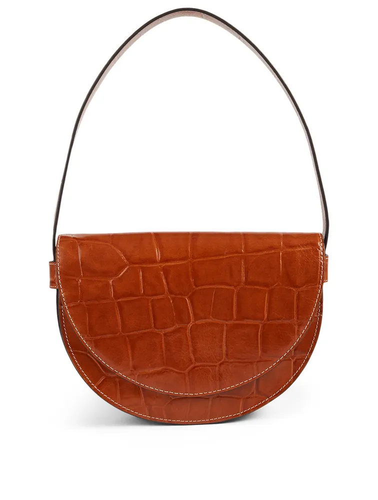 Amal Croc-Embossed Shoulder Bag