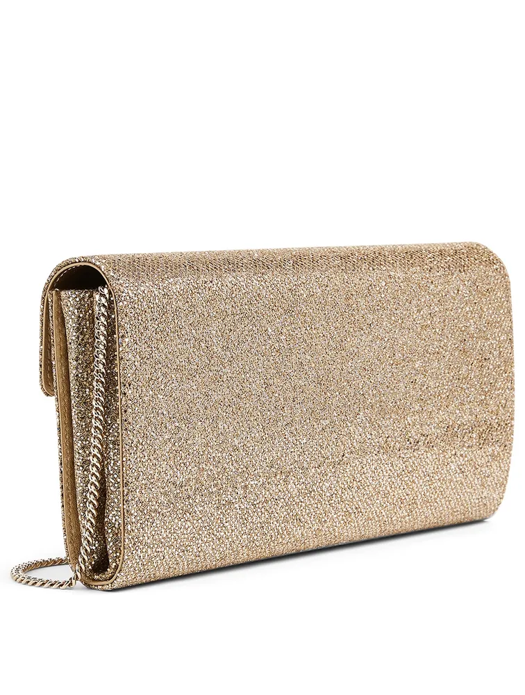 Flower Strass Buckle Metallic Clutch Bag