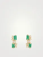 Fireworks 18K Gold Earrings With Emerald And Diamonds