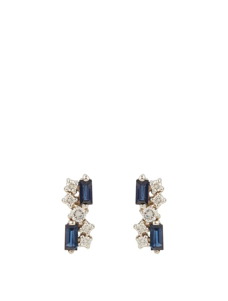 Fireworks 18K White Gold Earrings With Blue Sapphire And Diamonds