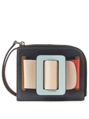 Buckle Colourblock Leather Card Holder