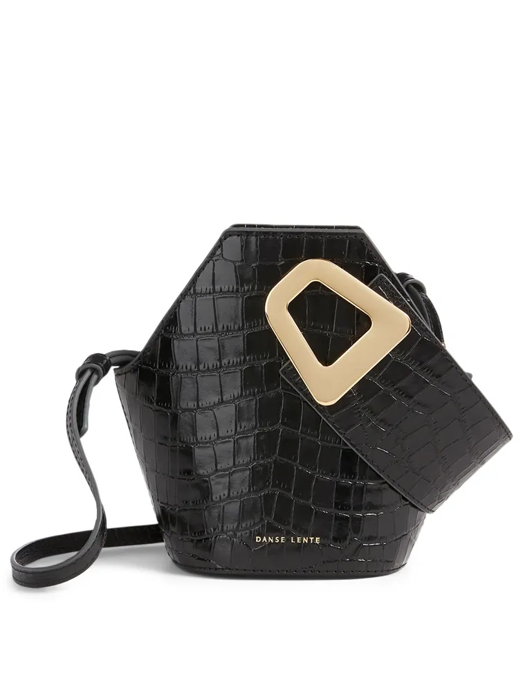 XS Johnny Croc-Embossed Leather Hexagonal Bucket Bag