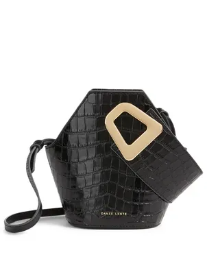 XS Johnny Croc-Embossed Leather Hexagonal Bucket Bag