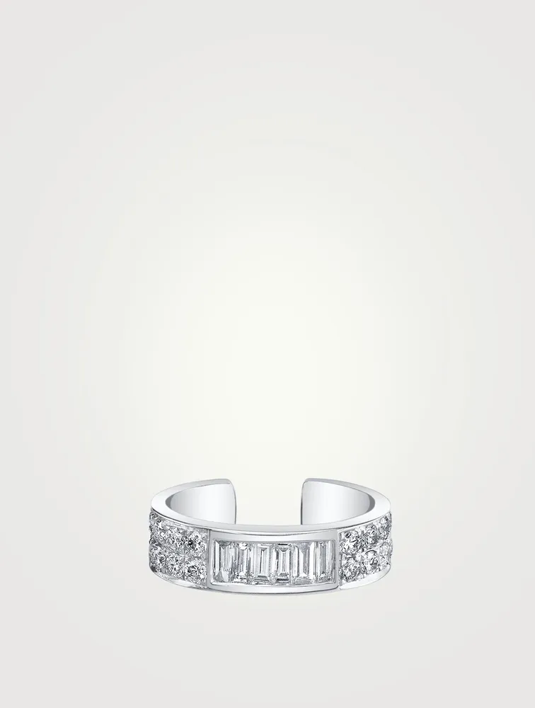 18K White Gold Ear Cuff With Diamonds