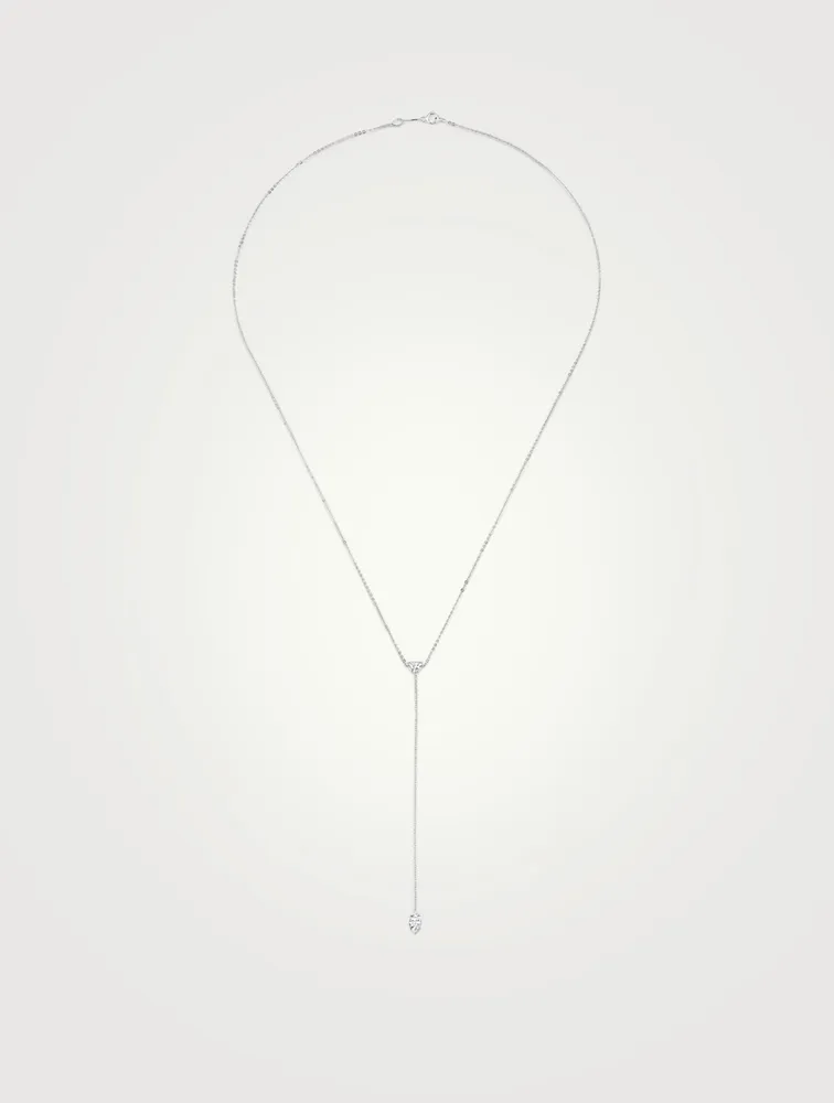 18K White Gold Lariat Necklace With Diamonds