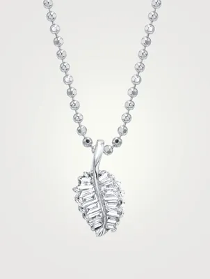 18K Gold Palm Leaf Necklace With Diamonds