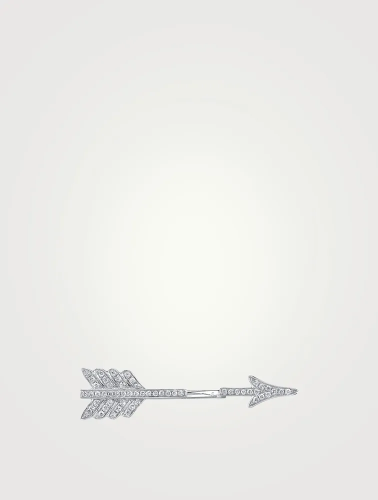 18K White Gold Arrow Earring With Diamonds