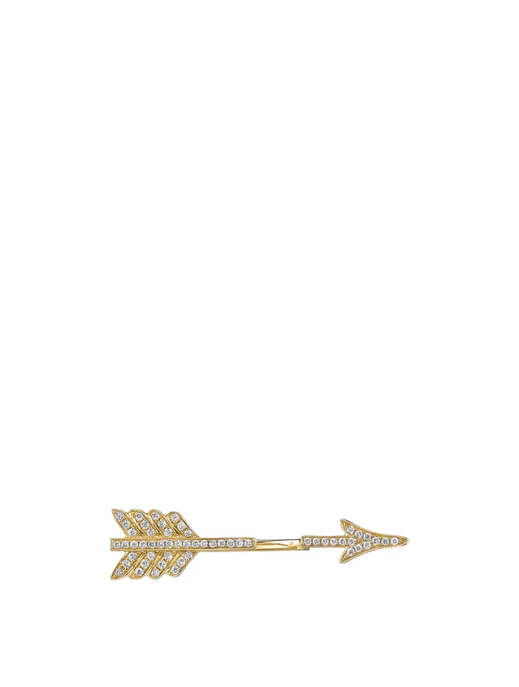 18K Gold Arrow Earring With Diamonds