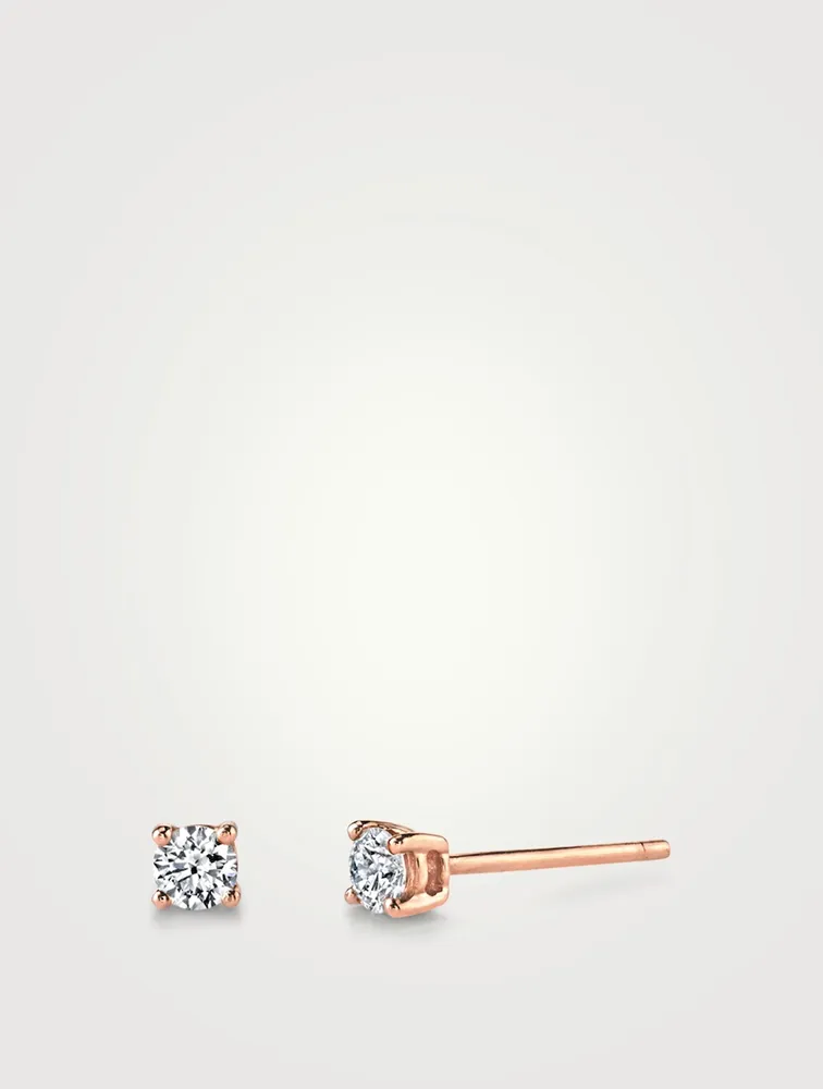 18K Rose Gold Diamond Stud Earrings