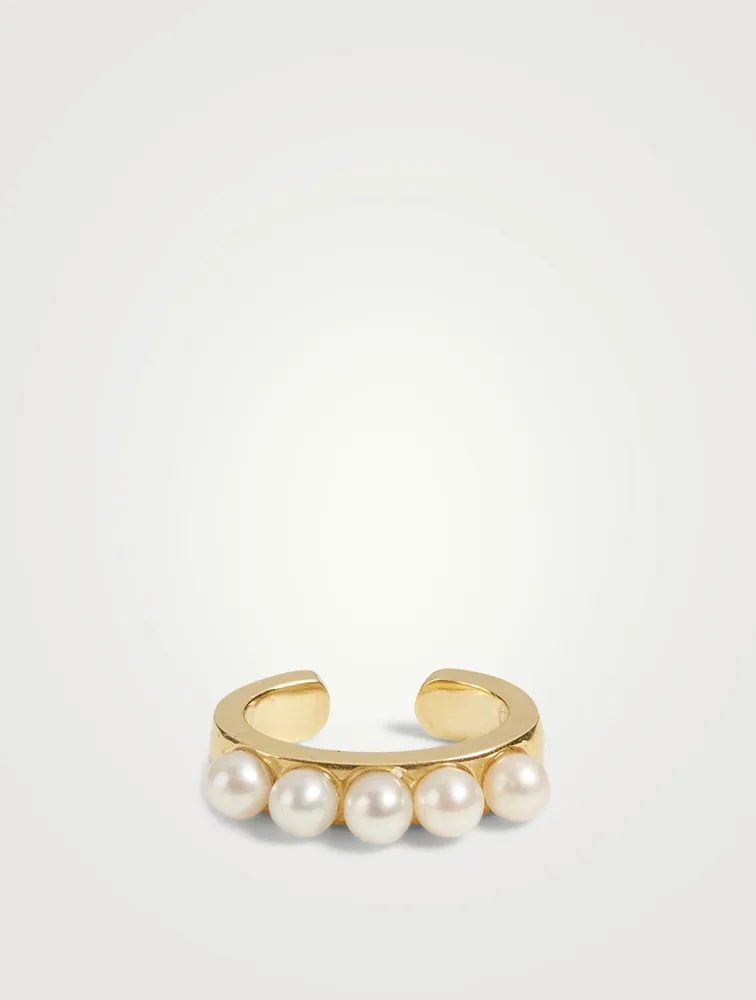18K Gold Pearl Ear Cuff