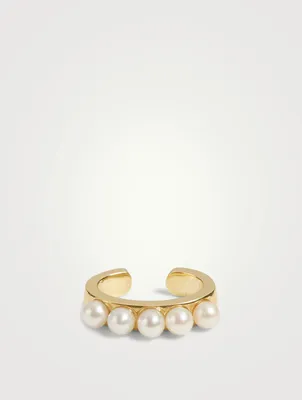 18K Gold Pearl Ear Cuff