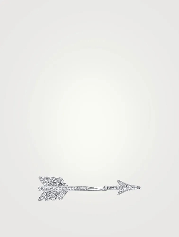18K White Gold Arrow Earring With Diamonds