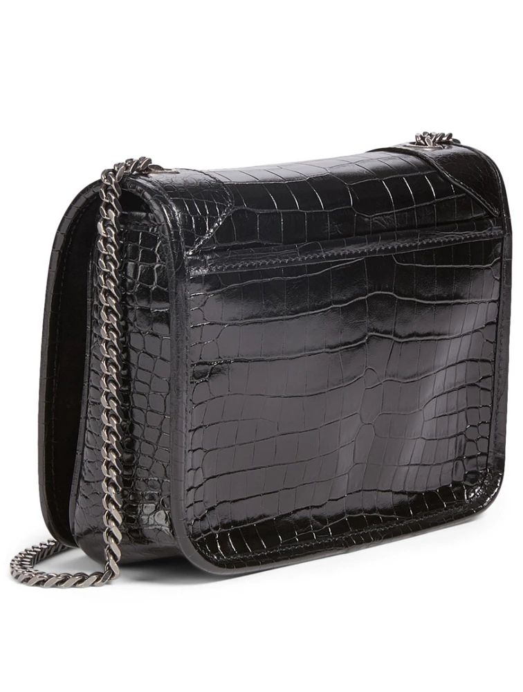 Niki YSL Monogram Croc-Embossed Chain Wallet Bag