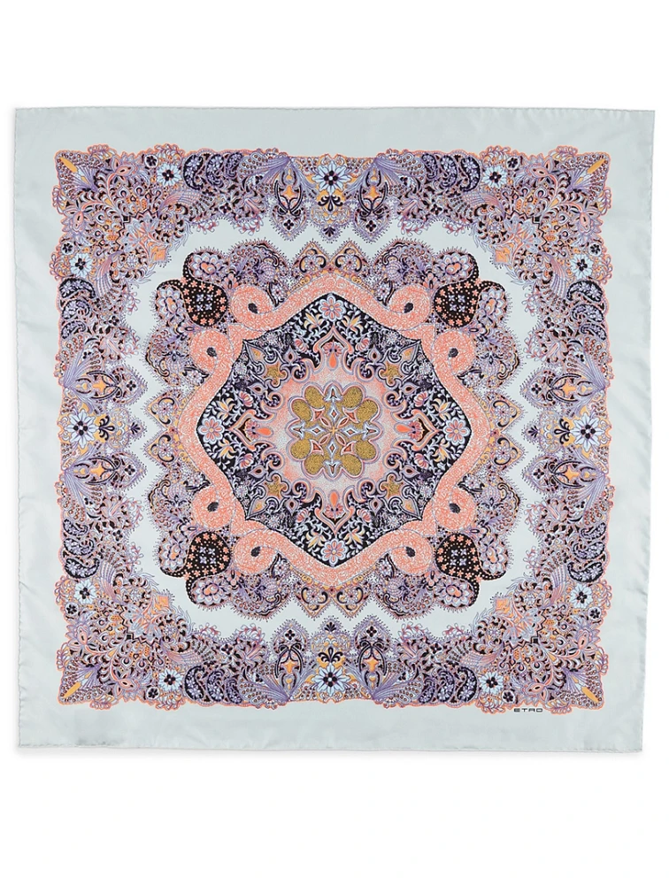 Silk Scarf In Mandala Paisley Print