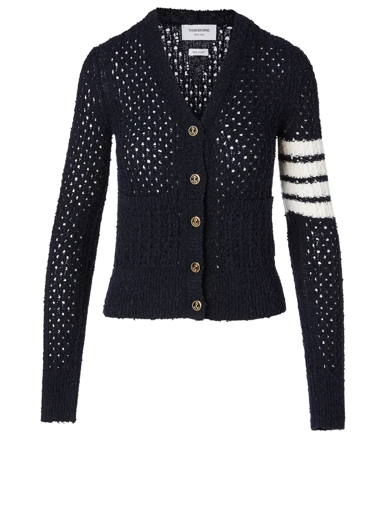 Wool-Blend Four-Bar Cardigan