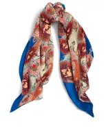Pleated Scarf In Foliage Print
