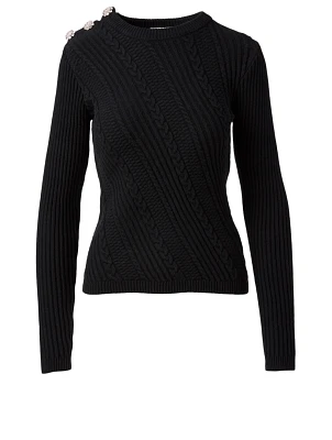 Cotton-Blend Sweater With Jewels