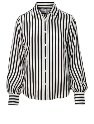 Silk Blouse Stripe Print