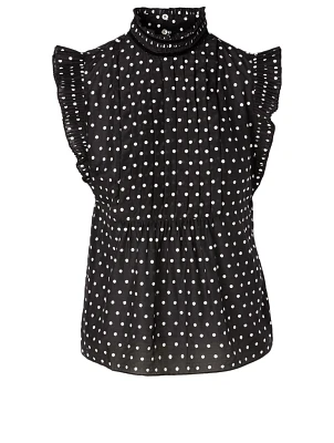 Cotton And Silk Top Polka Dot Print
