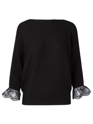 Wool And Silk Sweater With Lace Cuff