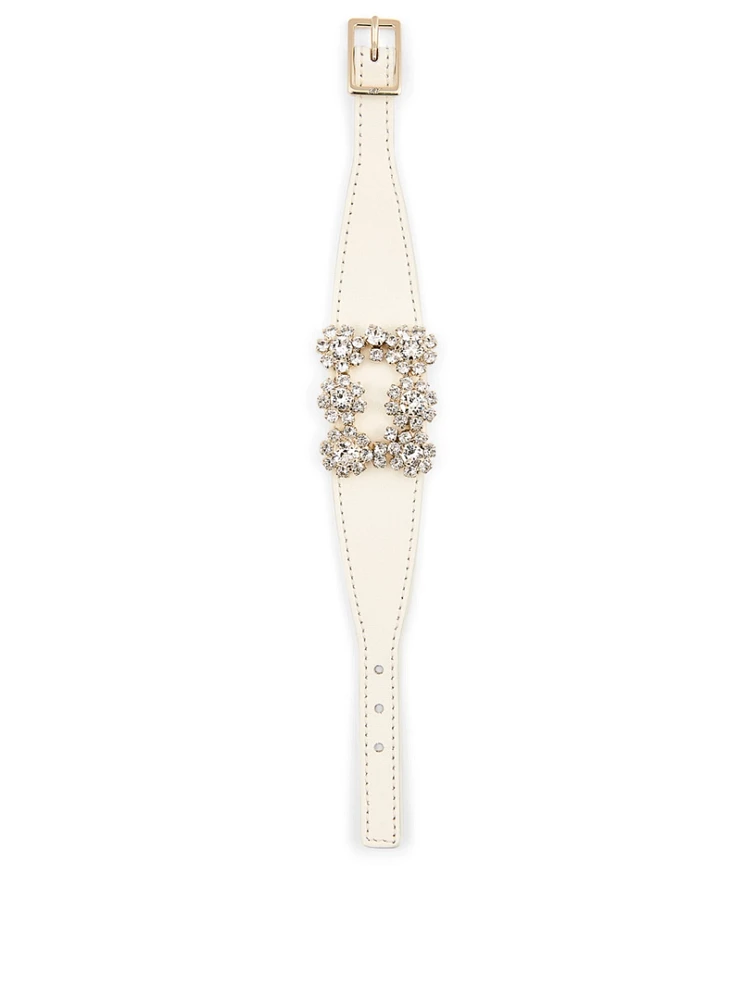 Flower Strass Leather Bracelet