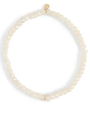 Beaded Bracelet With 14K Gold Diamond Rondelle