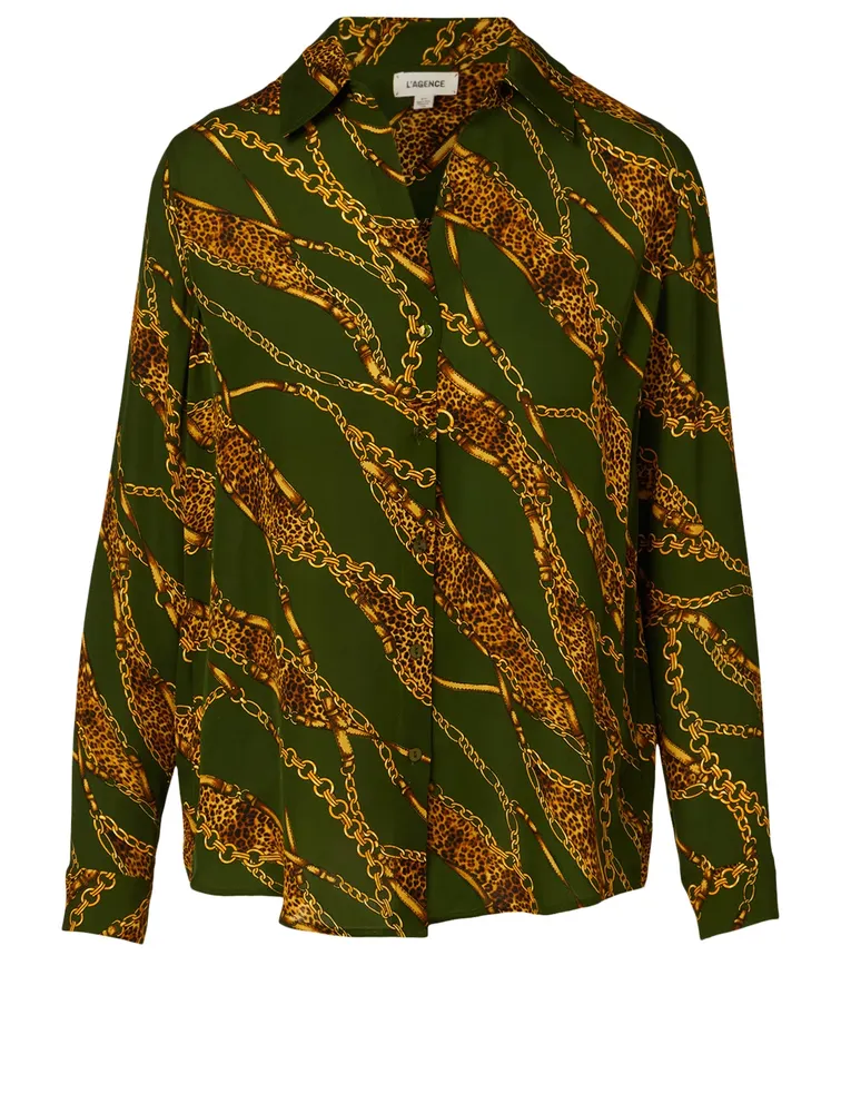 Nina Silk Blouse Chain Print