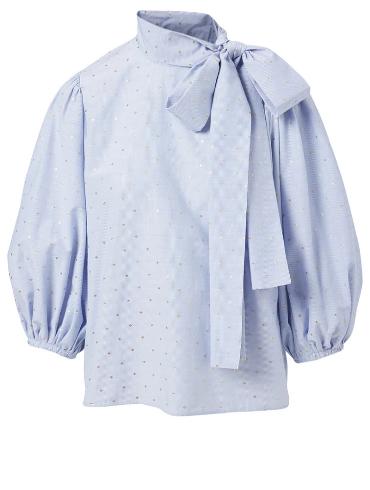 Fil Coupe Blouse With Neck Tie
