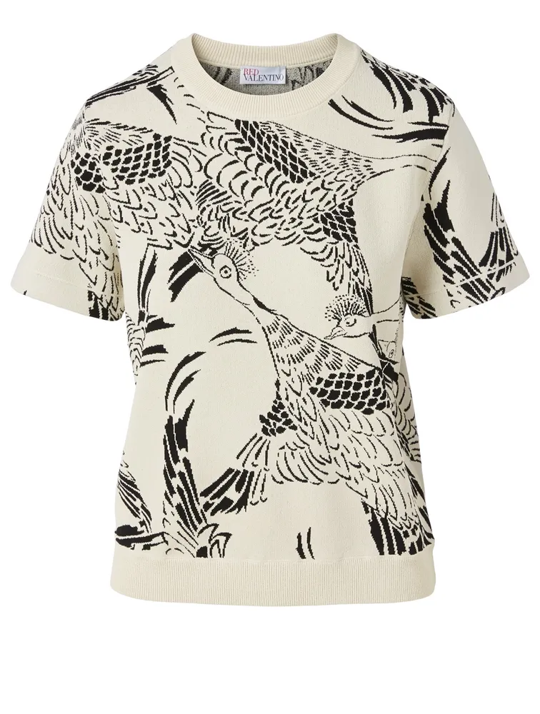 Jacquard Short-Sleeve Sweater