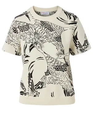 Jacquard Short-Sleeve Sweater