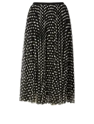 Tulle Midi Skirt With Flower Embroidery