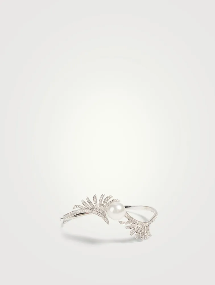 Apus 18K White Gold Bracelet With Diamonds And Pearl
