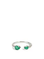 Spectrum 18K White Gold Ring With Diamonds And Emerald
