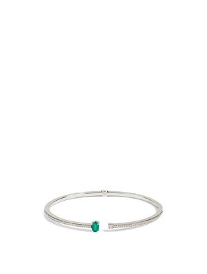 Spectrum 18K White Gold Bangle Bracelet With Diamonds And Onyx