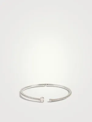 Spectrum 18K White Gold Bangle Bracelet With Diamonds And Quartz