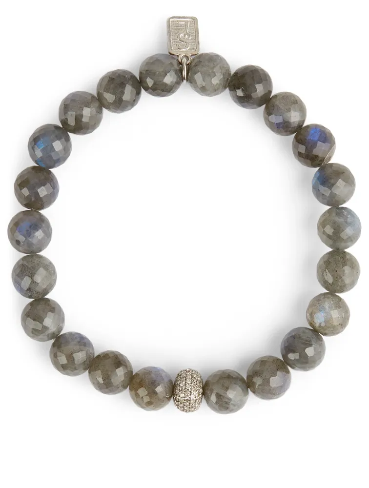 Labradorite Beaded Bracelet With Diamond Donut