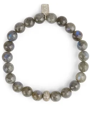 Labradorite Beaded Bracelet With Diamond Donut