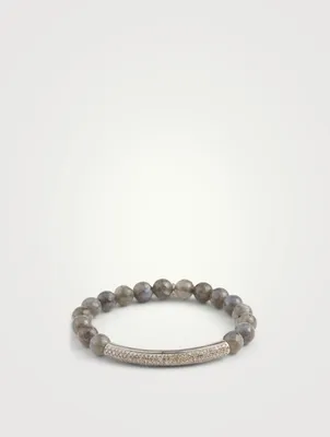Beaded Labradorite Bracelet With Diamond Tube
