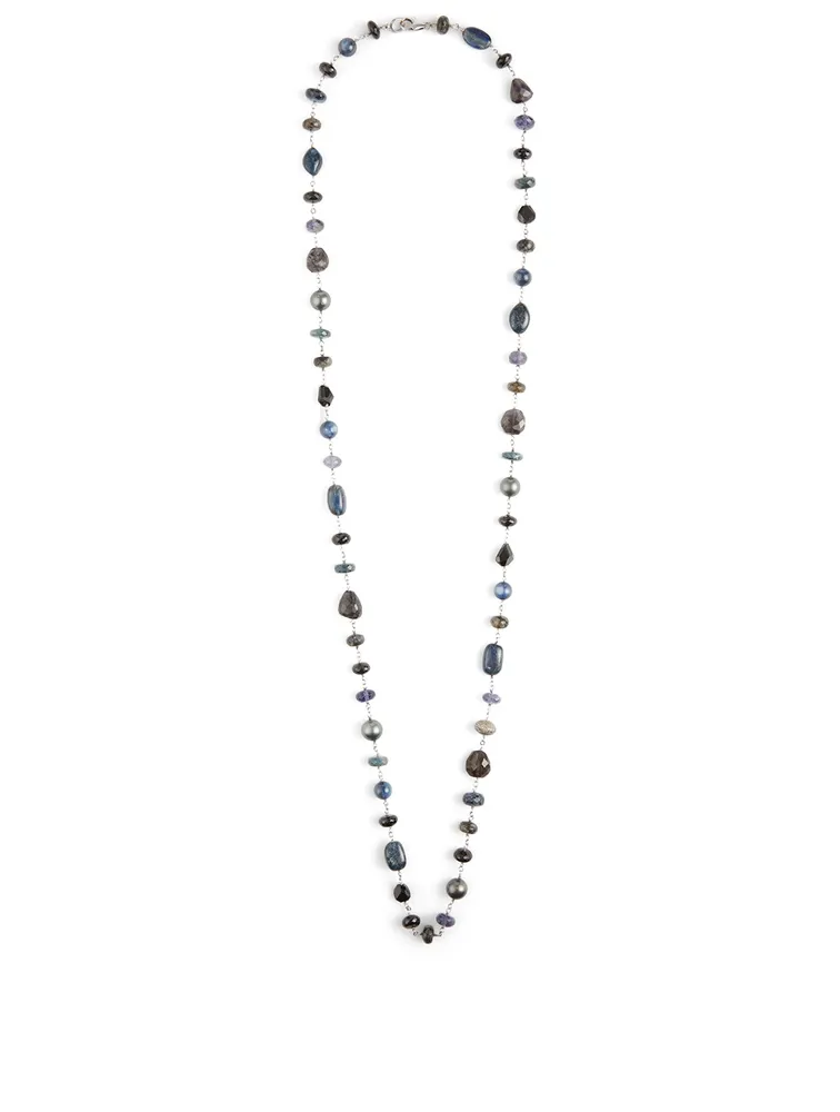 Silver Mixed Stone Necklace With Diamonds