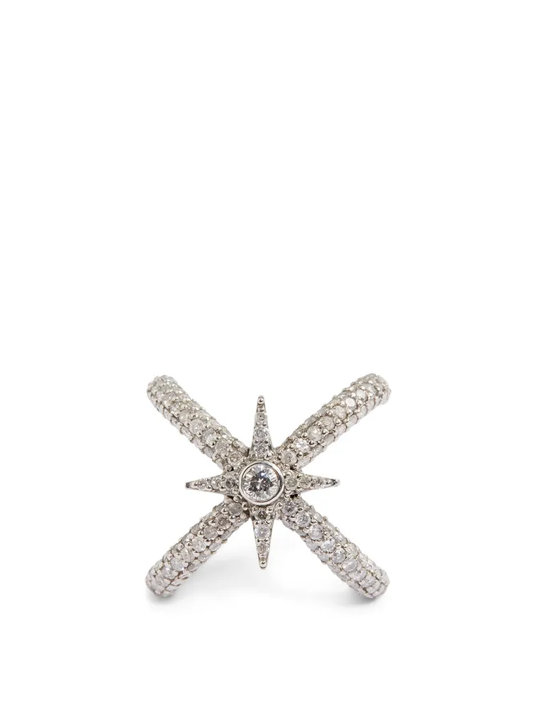 Silver Starburst Ring With Diamonds