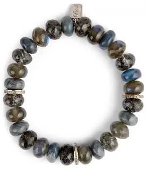 Mixed Stone Bracelet With Diamond Rondelles