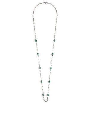 Silver Chain Necklace With Emeralds