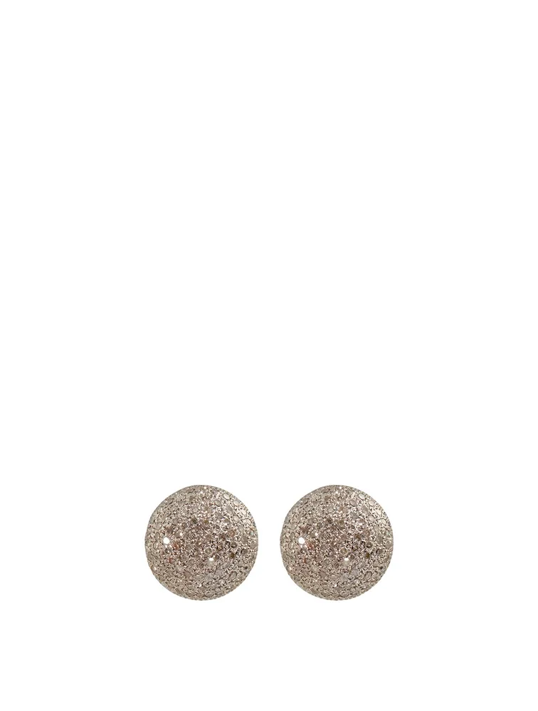 Silver Dome Earrings With Diamonds