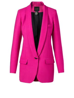 Wool-Blend Long Shawl Blazer