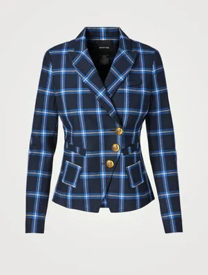 Wrap Blazer Window Pane Print