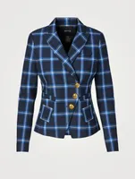 Wrap Blazer Window Pane Print