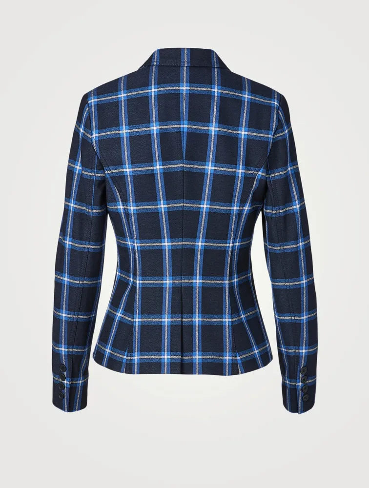 Wrap Blazer Window Pane Print